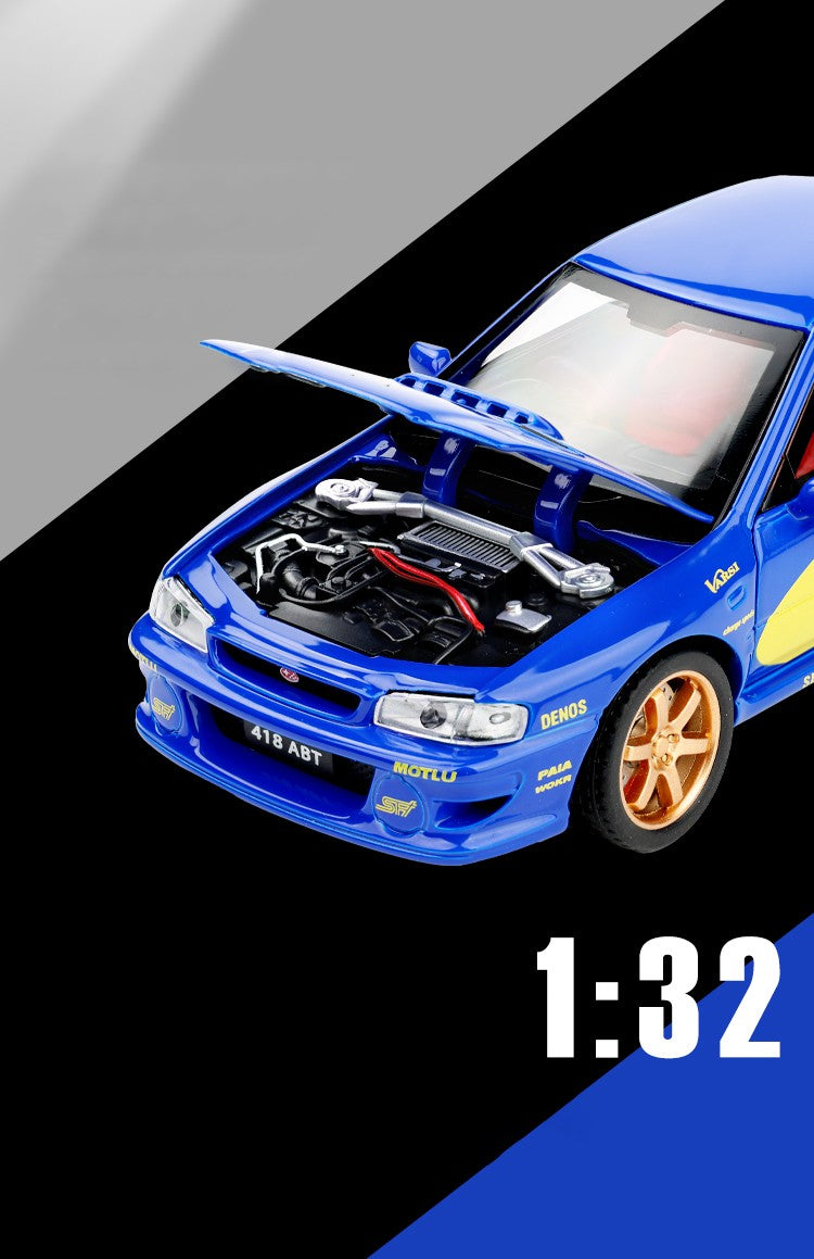 JDM 1/32 Subaru Impreza WRX STI Rally Supercar Diecast Model Alloy Metal Car Children's Toy Car Miniature Mini GT Holiday Gifts