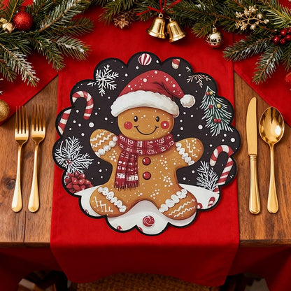 4pcs Christmas Placemats Dinner Table Cloth Plates Mat Resistant Table Mats Place Mat Christmas Party Tablecloth Decoration