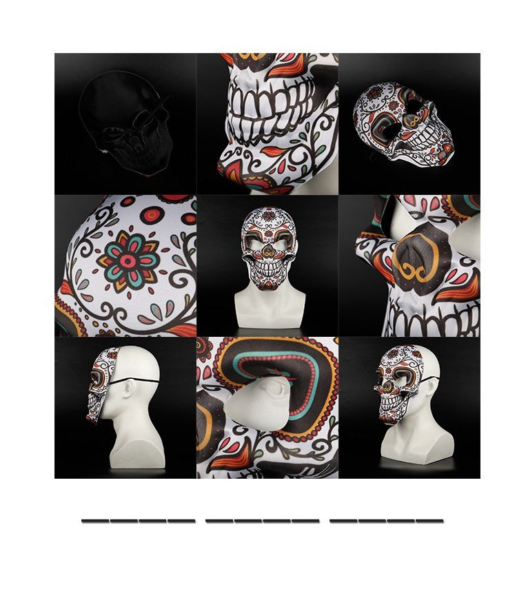 2023 Masks Mexican Day of The Dead Skull Mask Cosplay Halloween Skeletons Print Masks Dress Up Purim Party Costume Prop