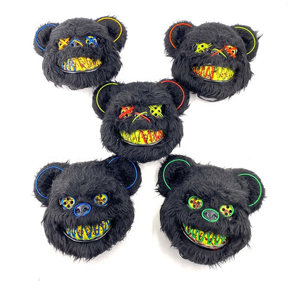 Hot Bloody Rabbit Bear Luminous LED Mask Halloween Horror Bunny Mask Carnival Party Props Cosplay Dress Up Headgear