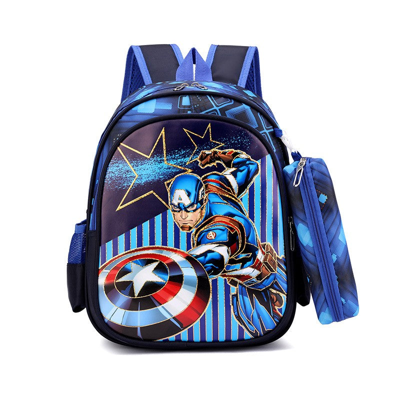 Disney Spiderman Unisex Backpacks Large Capacity Gilding Print Schoolbag For Children's Gifts With Pen Case