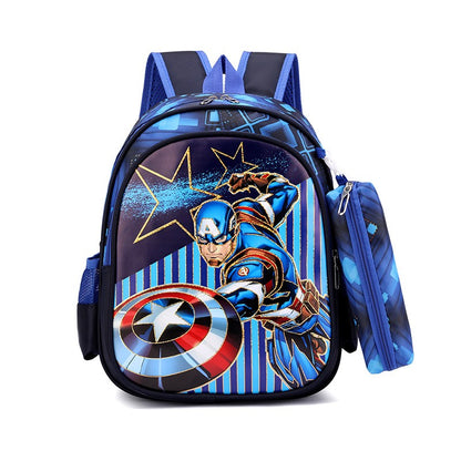 Disney Spiderman Unisex Backpacks Large Capacity Gilding Print Schoolbag For Children's Gifts With Pen Case