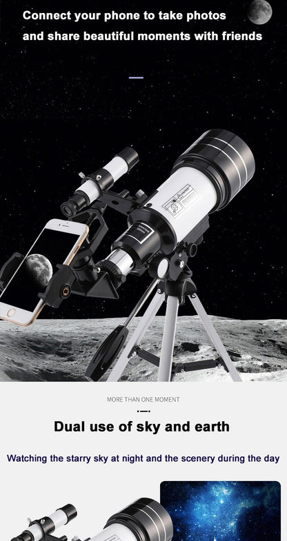 Telescópio Astronômico Profissional F30070 Monocular 150x Zoom HD Visão Noturna para Observação da Lua e Estrelas AZM70300