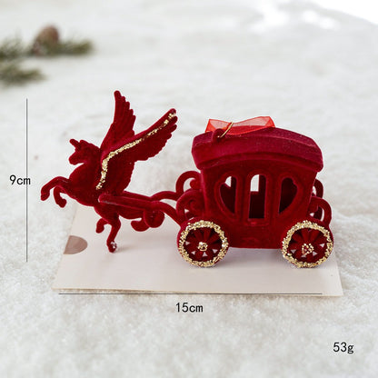 1/10PCS Red Velvet Christmas Tree Accessories Carriage Garland Hanging Holiday Party Celebration Decorations