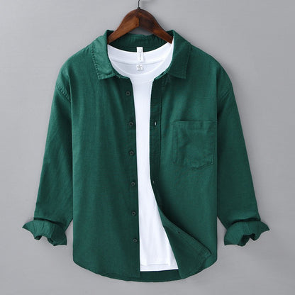 Men's Cotton-Linen Long Sleeve Shirt – Lightweight, Breathable, Vintage-Inspired Business Casual Shirt for Spring/Summer Fashion