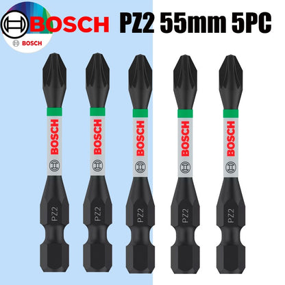 Pontas de chave de fenda de impacto BOSCH PH/PZ 55mm Aço modificado S2 Processo de tratamento térmico Ferramentas de fixação de alta durabilidade