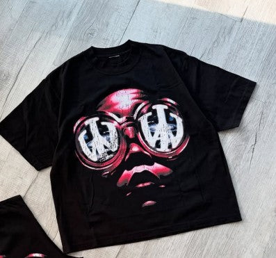 Y2K Summer Casual Loose T-shirt Men Street Hip-hop Harajuku Retro Fashion Oversized Short-sleeved High Street Fashion Clothing