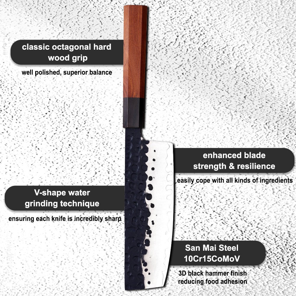 Amber 1-5pcs Kitchen Knives Set 3 Layers AUS-10 Steel Chef Knife Professional Japanese Knife Cooking African Mkuruti Handle