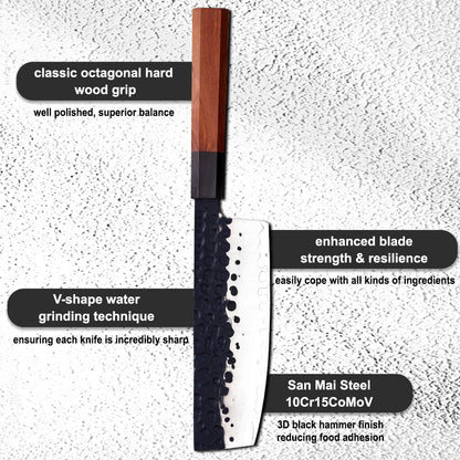 Amber 1-5pcs Kitchen Knives Set 3 Layers AUS-10 Steel Chef Knife Professional Japanese Knife Cooking African Mkuruti Handle