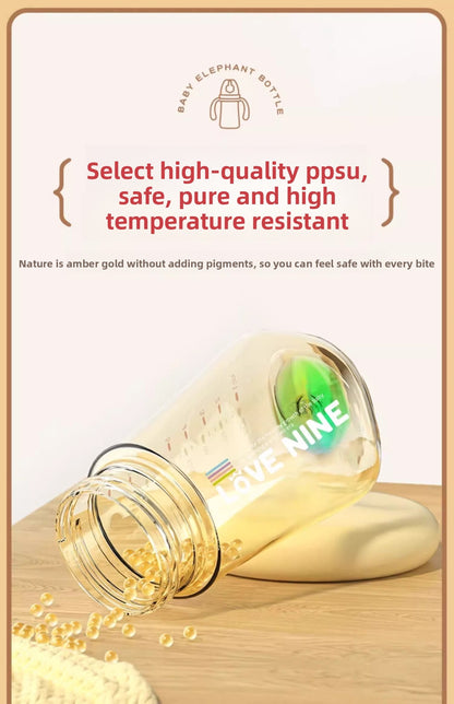 300ML PPSUTemperature-Sensitive Anti-Flatulence Feeding Bottle Baby Straw Cup Drop-Resistant Direct Drink No-Spill Cup1-3Weaning