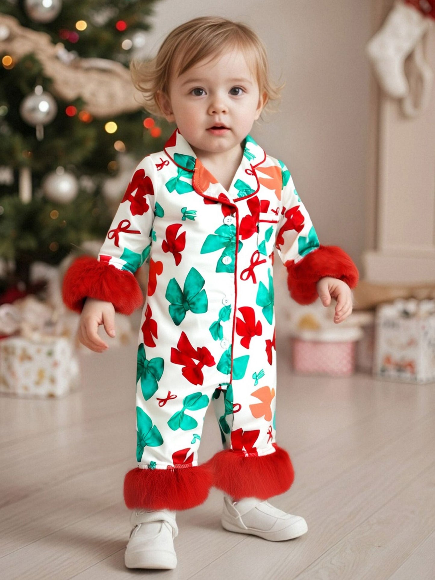 Citgeett Autumn Infant Baby Girls Jumpsuit Long Sleeve Bow Print Button Patchwork Casual Romper Fall Clothes