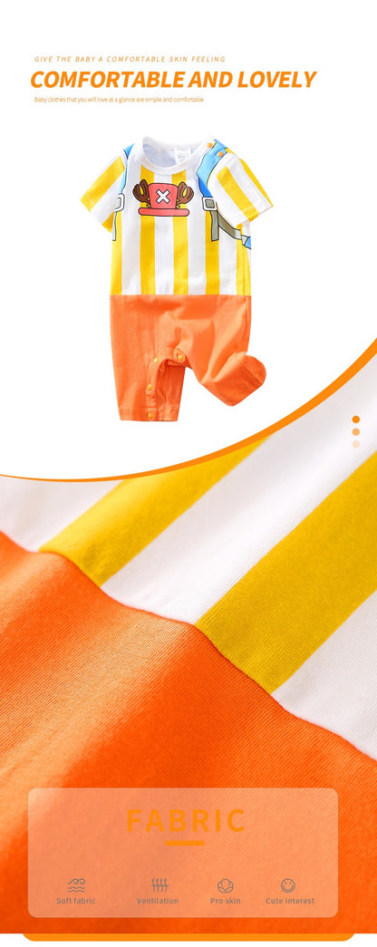 Baby Boys Cartoon Cosplay Outfit 0-18 Months Newborn Knitted 100% Cotton Short Sleeve Infant Clothes Toddler Onesie Costume Cool