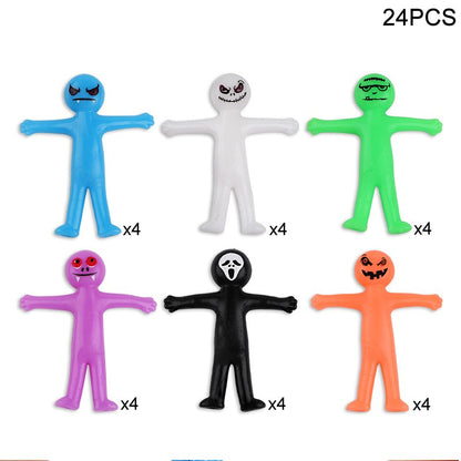 12-36Pcs Funny Little Man Halloween Stretchy Toy Kids Halloween Birthday Party Favors Goodie Bag Trick or Treat Bucket Filler
