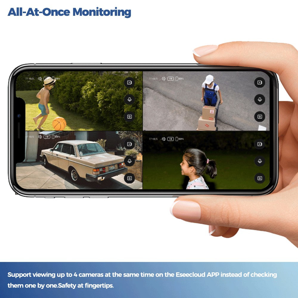 ALEVIO 2.5K Outdoor Solar Camera Wireless Cam WIFI Ultra Standby Time PIR Motion Light Color Night Vision AI Detect Battery Cam