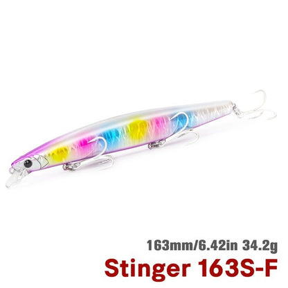 TSURIKNOYA STINGER 163S Isca Artificial Minnow de Fundo para Água Salgada com Lançamento Ultra Longo 163mm 34.2g Iscas Rígidas para Robalo