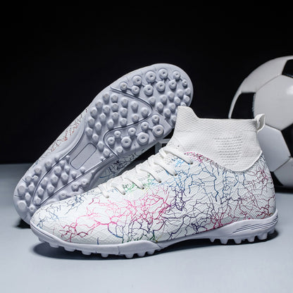 Professional High-Top Soccer Shoes for Men, Tf, Broken Nails (Referring to Cleats), Short Nails (Referring to Studs), Artificial Turf Training, Breathable, Anti-Slip