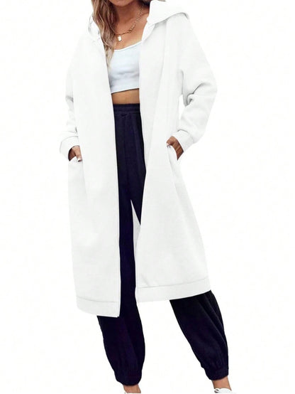 Fisoew lined Winter Coat Women Zip Up Hoodie Warm Long Tunic Sweatshirt With Pockets Outdoor Streetwear Jacket