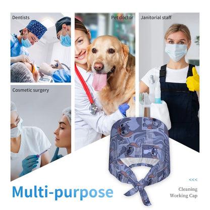 Custom Retro Cartoon Cleaning Working Cap Comfortable  Stitch Ohana Scrub Cap Surgicals Hat Nurse Scrubs Hat For Dentist