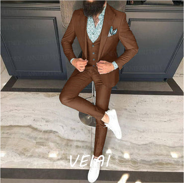 CustomizedMen Slim Fit Suits 3 Pieces Tailored Oversize Men Blazer Dress Groom Wedding Man Suit 2022 Fashion Tuxedo Jacket Vest