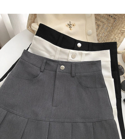 Y2K Vintage High Waist Pleated Skirt Women College Style Uniforms Safety Pants M