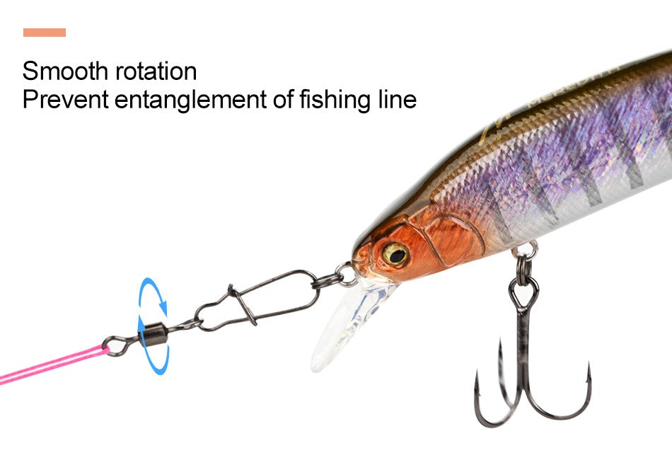 MEREDITH 50 PEÇAS Acessórios para Pesca de Lucio Conector Giratório de Rolamento Pino de Aço Inoxidável Snap Anzóis Isca Giradores Equipamento de Pesca