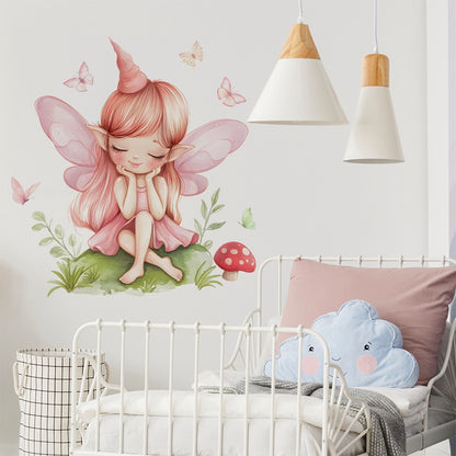 Girl Moon Butterflies Wall Stickers Kid Girls Room Bedroom Decoration Baby Nursery Home Decor Accessories Living Room Wall Decal