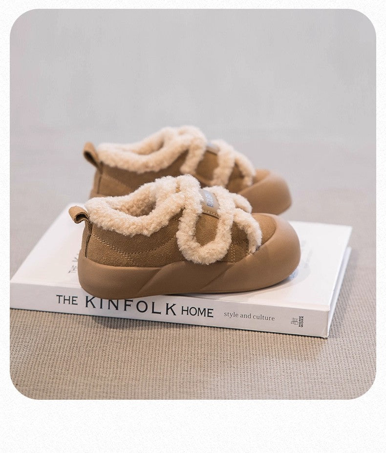 2025 Children's Cotton Shoes Winter New Style Thickened Warm and Comfortable Girls' Soft Bottom Fashion Retro Boys' Casual Shoes