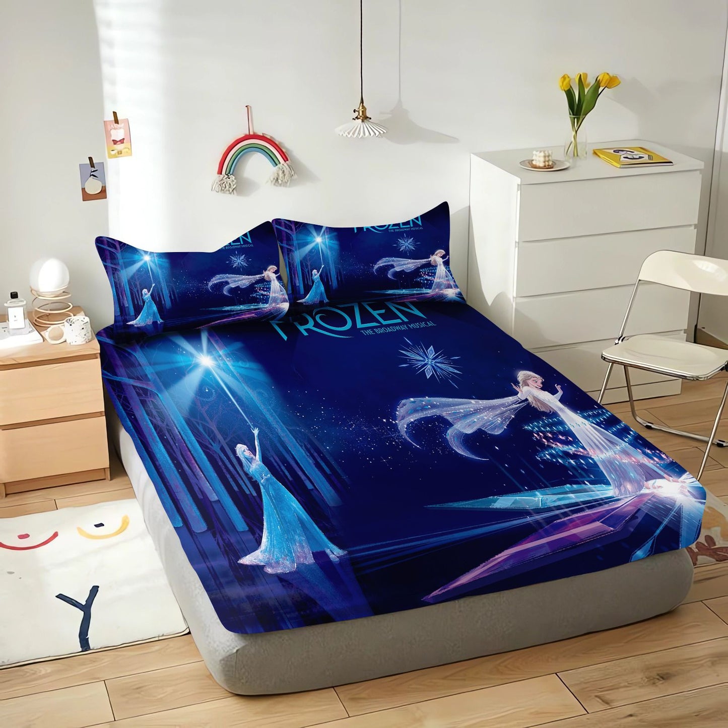 Frozen Fitted Sheet Children 100% Polyester Coverage Sheets Cartoon Cover Elastic Cute Digital Printing Bedding Teenager