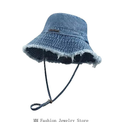 Fashionable Fabric Fabric Hat Adjustable Rope Hat for Women Spring Autumn Outdoor Activity Sun Protective Headwear