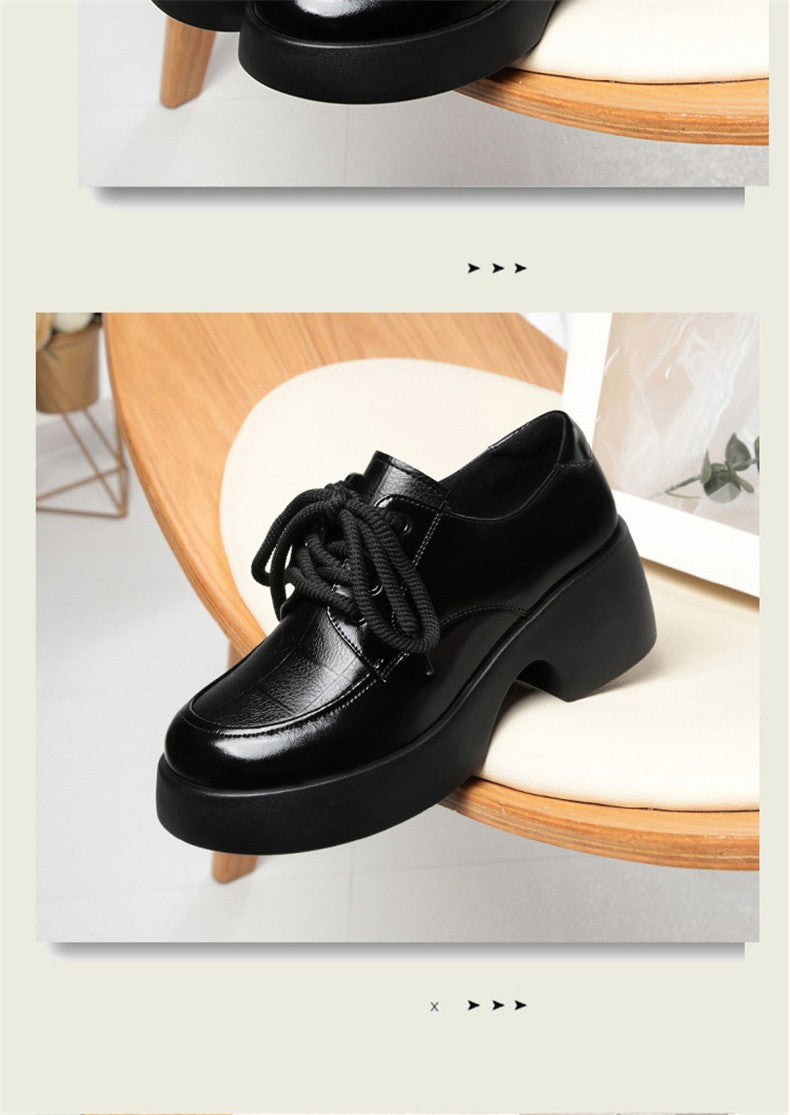 Soft Leather Uniform Shoes Female British Girl Japanese Wild Black Retro Mary Jane Shoes Lolita Platform Shoes Low Anti-slip