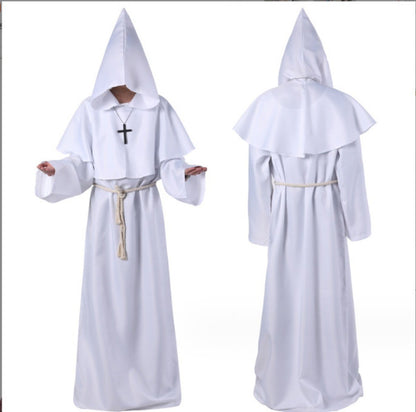 Medieval Hooded Monk Friar Priest Wizard Long Robe Unisex Adult Loose Stage Outfit For Masquerade Theme Party Halloween Cosplay