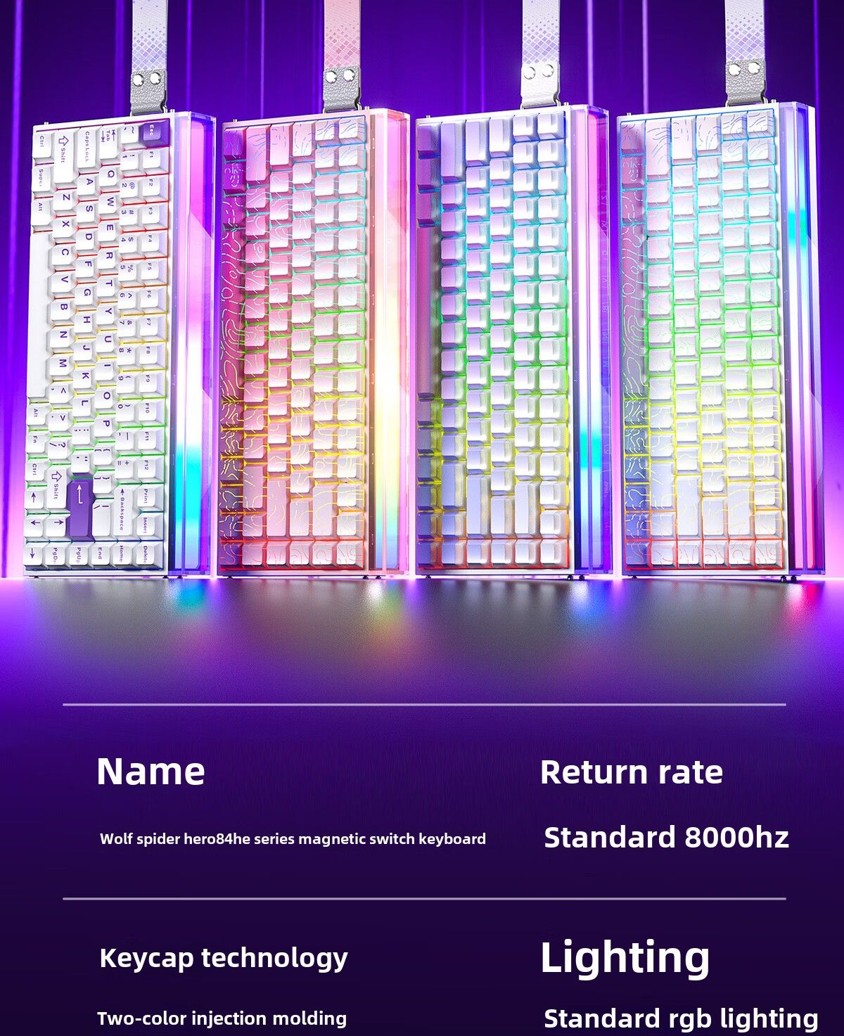 AULA HERO 84 HE Wired Mechanical Keyboard Music Rhythm RGB Backlit Magnetic Switch 8K Return Rate 128K Scan Rate Gaming Keyboard
