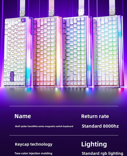 AULA HERO 84 HE Wired Mechanical Keyboard Music Rhythm RGB Backlit Magnetic Switch 8K Return Rate 128K Scan Rate Gaming Keyboard