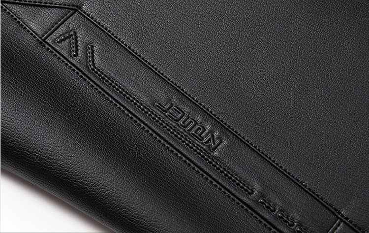 Leather Fashion Handsome Trend Solid Color High Quality Male Stand Collar Dad Father Middle-aged Leather Autumn and Winter Coat