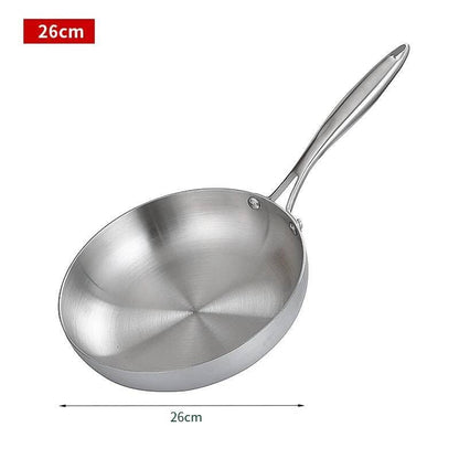 Panela de Fritar Aço Inoxidável 304, Antiaderente para Bife, Panela de Cozinha sem Revestimento para Fogão a Gás e Cooktop de Indução