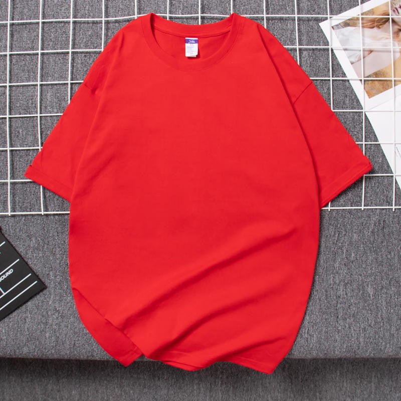 Cotton heavy-duty men's and women's T-shirts, summer breathable short sleeves, customized printing, logo embroidery