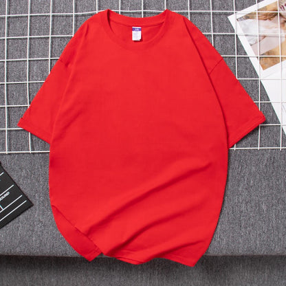 Cotton heavy-duty men's and women's T-shirts, summer breathable short sleeves, customized printing, logo embroidery