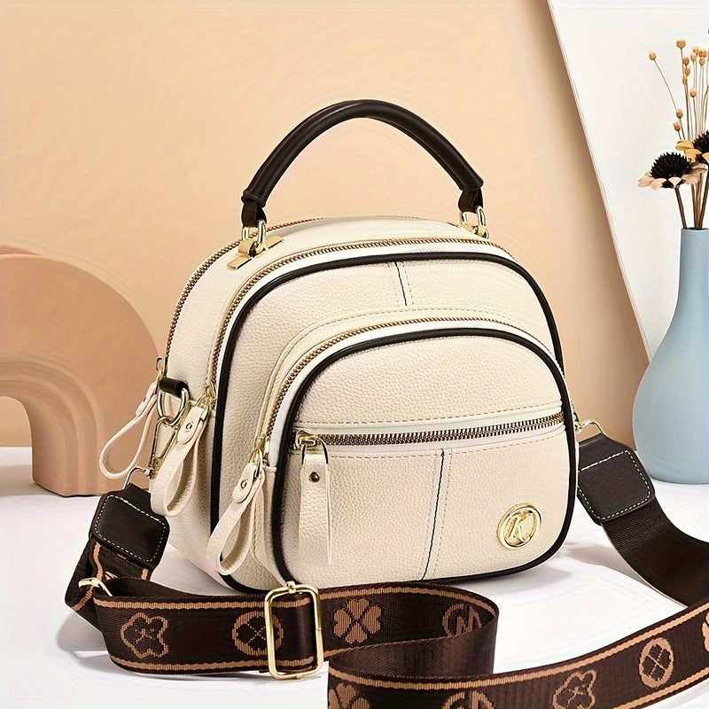 Luxury Multi-pocket Women's Shoulder Bag Hard Leather Handbag For Female Fashion