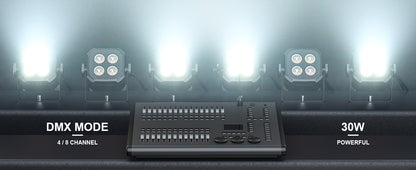 U'King 8Pcs/Set Square LED Par Lights 4X8W RGB LED Stage Light Remote&DMX Controlled DJ Light For Wedding Party Club Disco Event