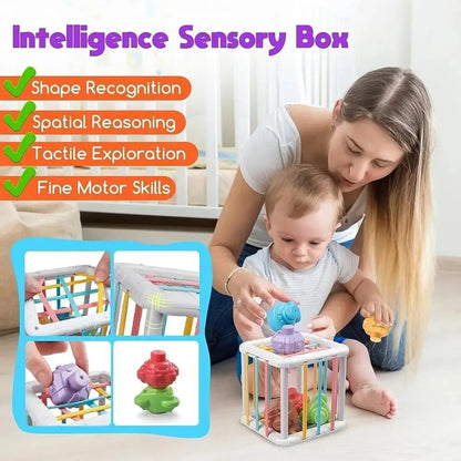 Atividade Sensorial de Empilhar Cubos Geométricos Jogo de Treinamento de Habilidades Motoras Finas e Dedos Brinquedos Educacionais Precoces Para Bebês Presente