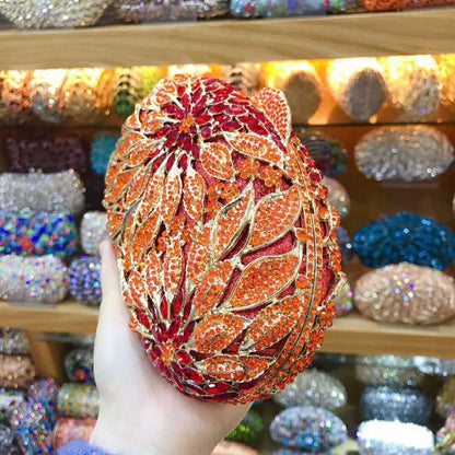 XIYUAN women red/pink/blue/gold/silver Hollow Out Flower Birthday party Crystal Evening bag Clutch purse Minaudiere Handbags