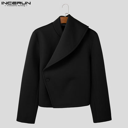 Stylish Casual Style Tops INCERUN New Men Deconstruction Design Solid Loose Jackets Handsome Male Long Sleeved Jackets Coat 2025