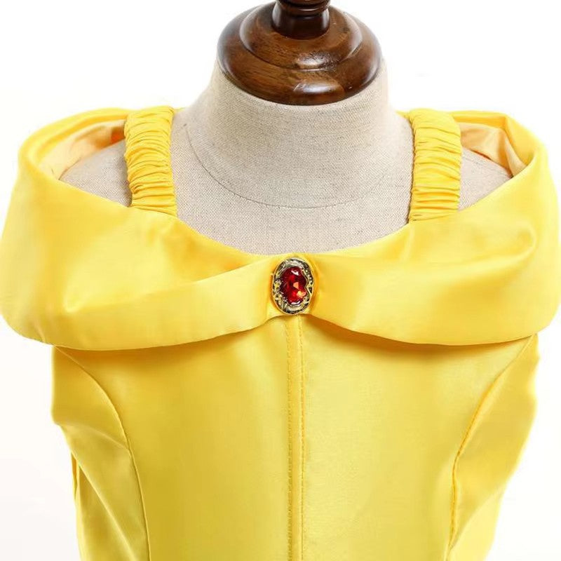 Disney Belle Princess Dress Halloween Cosplay Beauty and The Beast Costumes 2-10Y Girls Birthday Party Children Clothing Gown