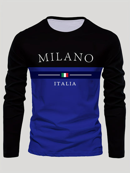 Men's Outdoor Leisure Sports Long Sleeve T-Shirt Crew Neck Autumn Bottom Shirt Machine Washable Versatile Fashion