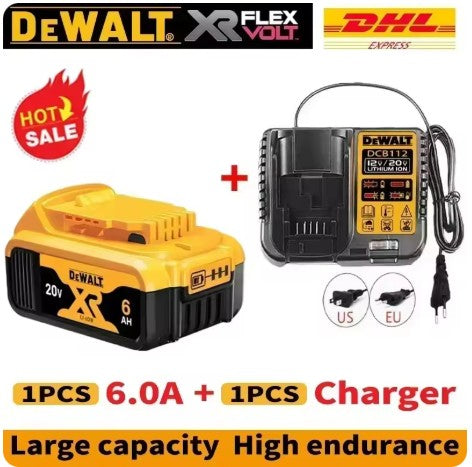 Bateria DEWALT 20V 6AH recarregável de íon de lítio carregador DCB118 Parafusadeira furadeira elétrica sem escovas DCD805 ferramenta elétrica