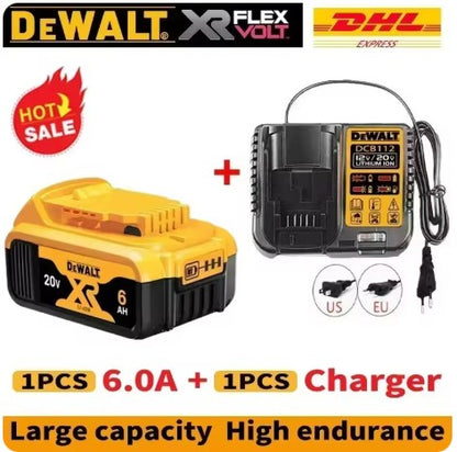 Bateria DEWALT 20V 6AH recarregável de íon de lítio carregador DCB118 Parafusadeira furadeira elétrica sem escovas DCD805 ferramenta elétrica