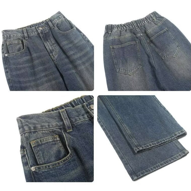 Calça Jeans Masculina Clássica Americana Hip Hop Rap Perna Larga Juventude Popular Masculina Reta Retrô Solta Calças Jeans Oversized