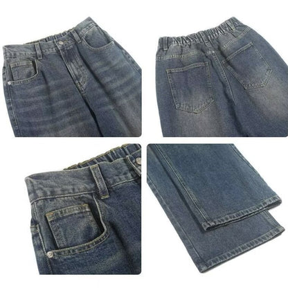 Calça Jeans Masculina Clássica Americana Hip Hop Rap Perna Larga Juventude Popular Masculina Reta Retrô Solta Calças Jeans Oversized