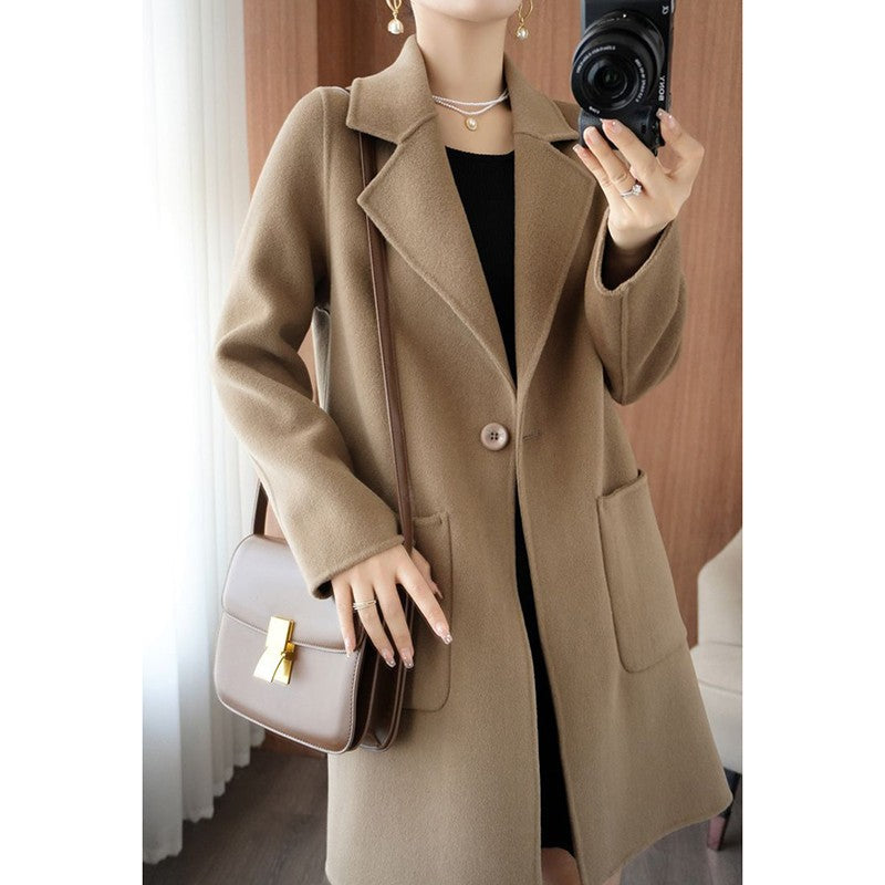 Autumn Winter Girls Fashion Mid-Long Jackets Female Casual Woolen Blends Coats Clothes Lady Korean Fashion Designer Coat
