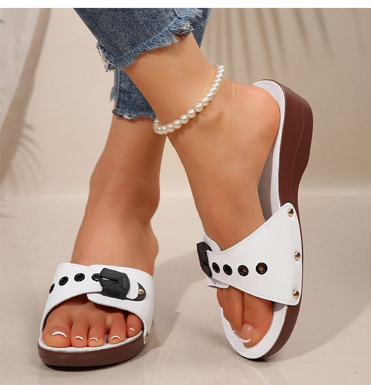Women's Sandals Luxury Heels Shoes For Summer Woman Sandals Soft Wedges Heeled Sandalias Mujer 2025 New Sandals Summer Slippers